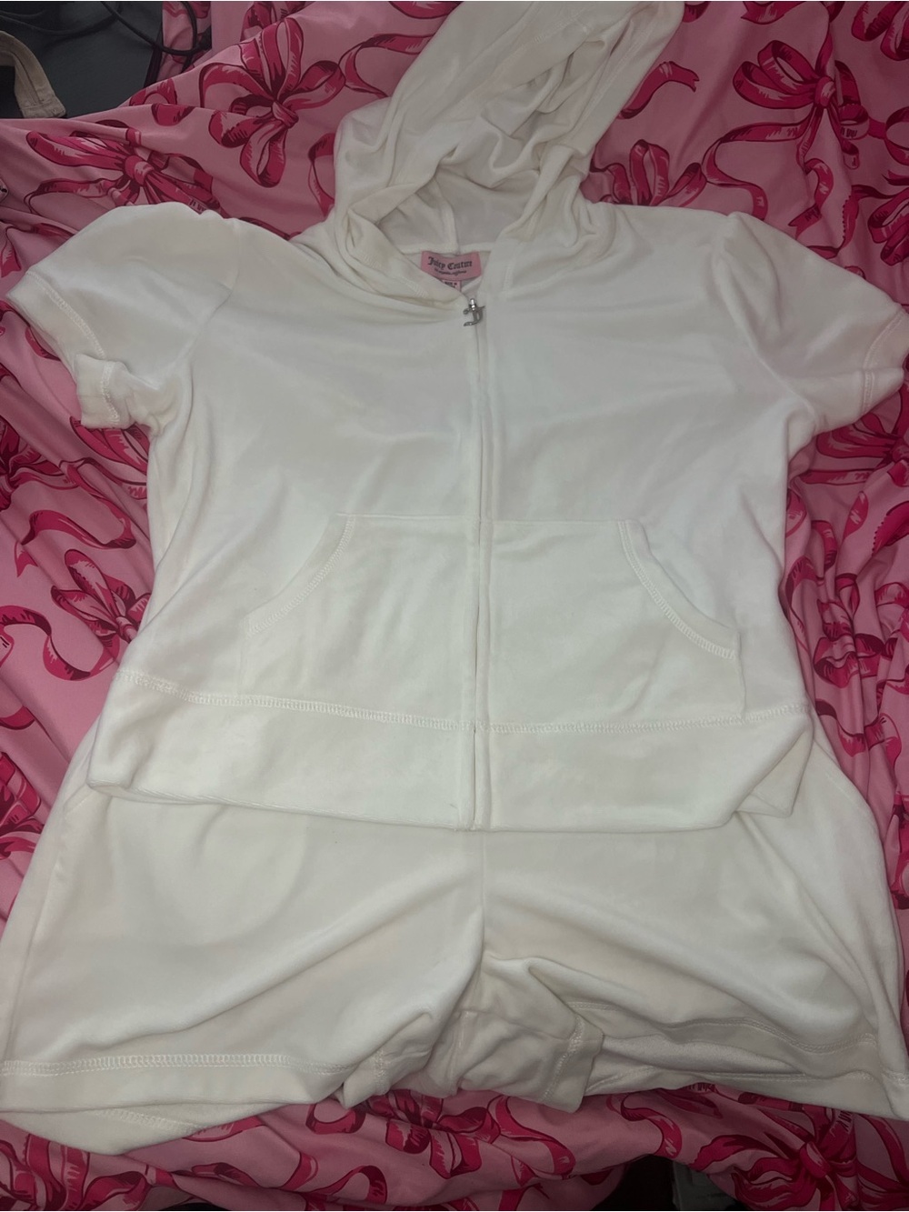 Juicy Couture White Short Sleeve Hoodie Set